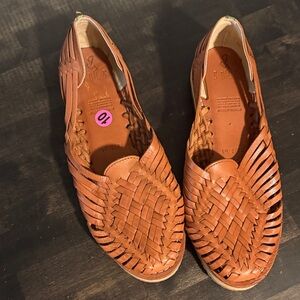 SOLS Cafe Tori Huarache Woven Leather Flats Size 10 Made in Mexico